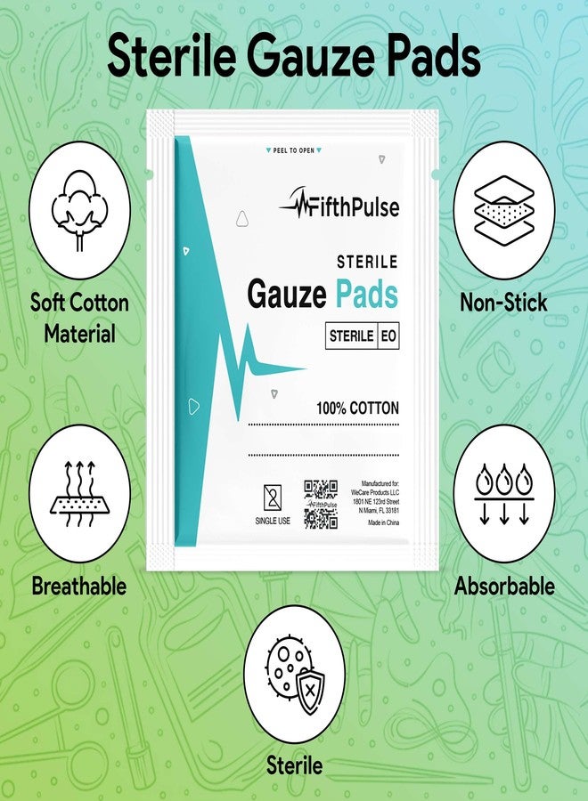 FifthPulse 4x4 Gauze Pads, Sterile, and Individually Wrapped - 50 Pieces of Non Stick Gauze Pads for Wound Care - 12 Ply Gauze for Dressing, Cleaning, Cushioning, and Packing Wounds - Image 2